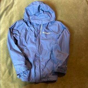 Columbia Blue Hooded Raincoat Weather-Resistant
